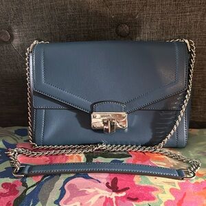 Michael Kors blue leather shoulder bag